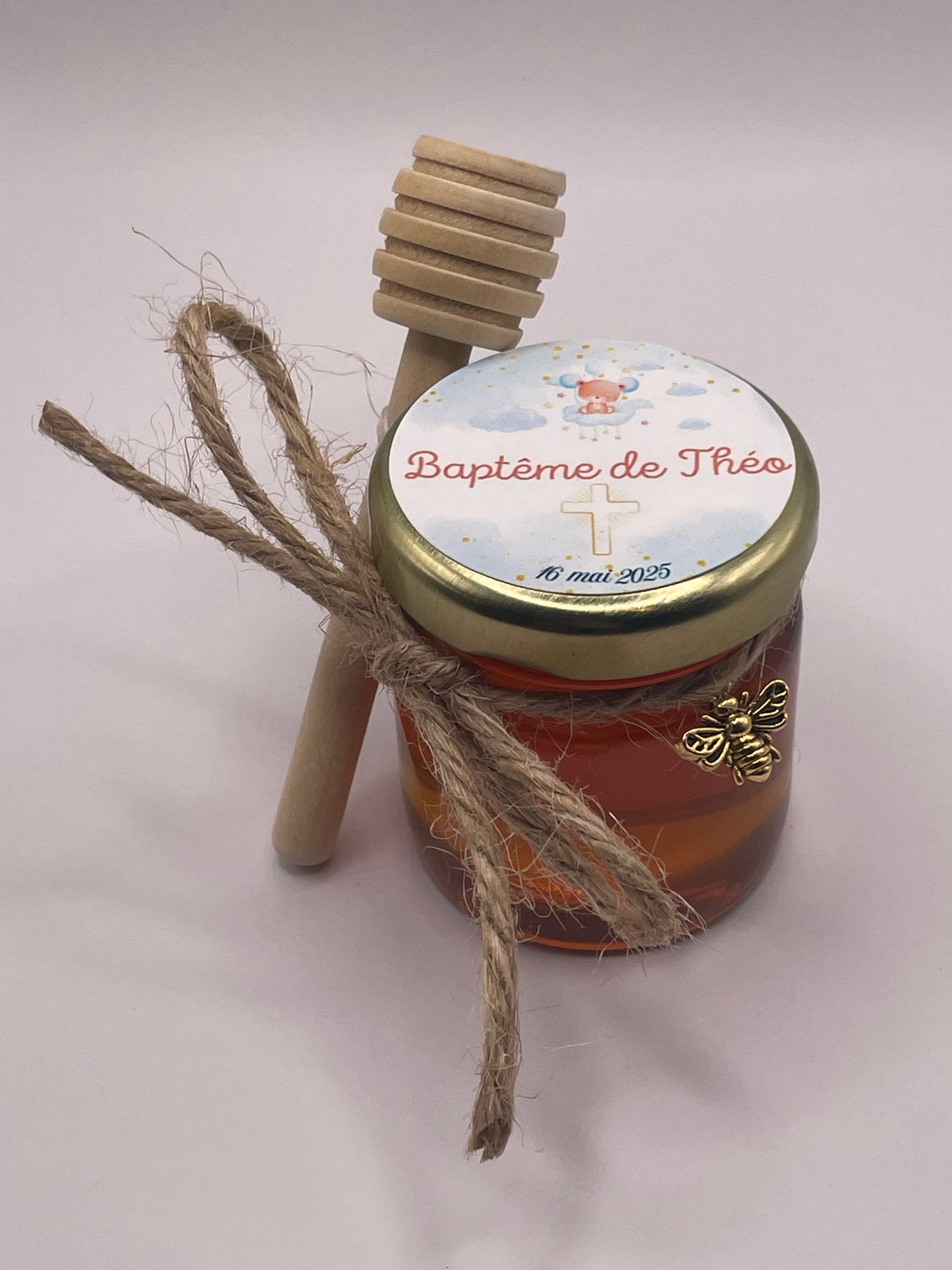 🐝 Pot De Miel 50G à personnaliser Pour Vos Baptême 🐝