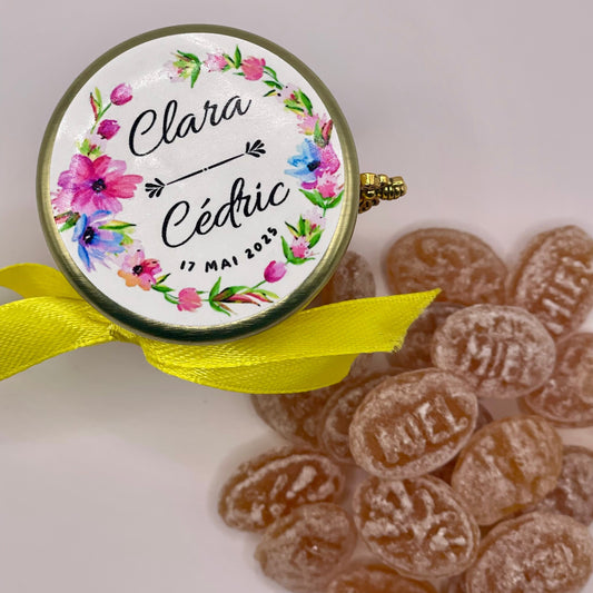 🍬 Cadeaux invités-Pot De Bonbon Au Miel 40ml à personnaliser Pour Vos Mariage 🍬