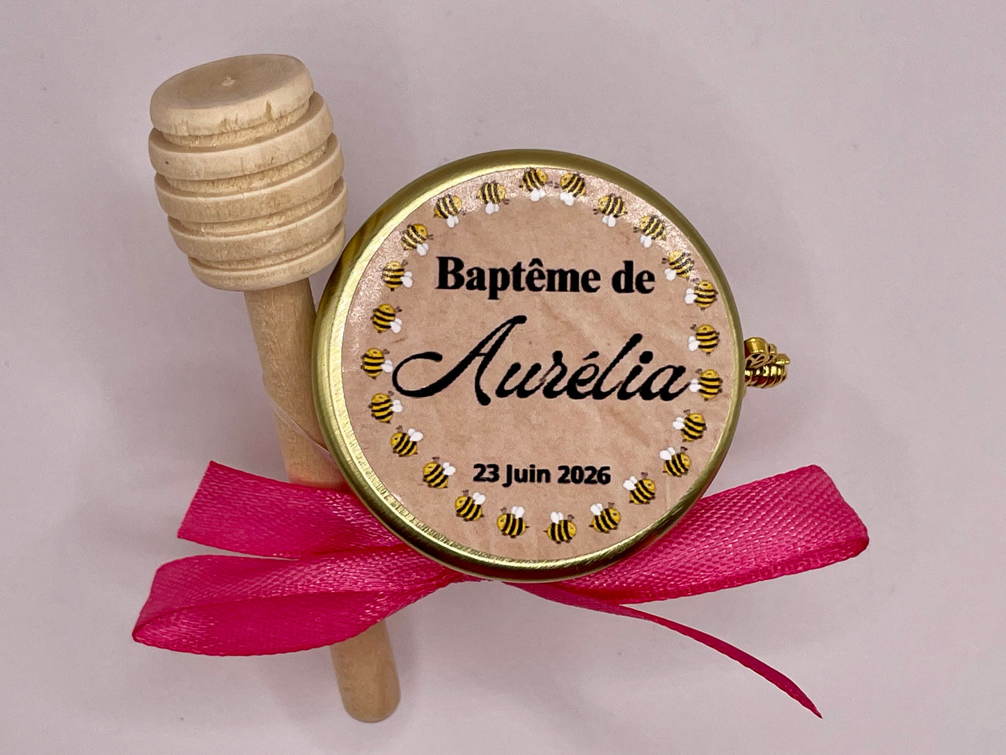 🍬 Cadeaux invités-Pot De Bonbon Au Miel 40ml à personnaliser Pour Vos Baptême 🍬