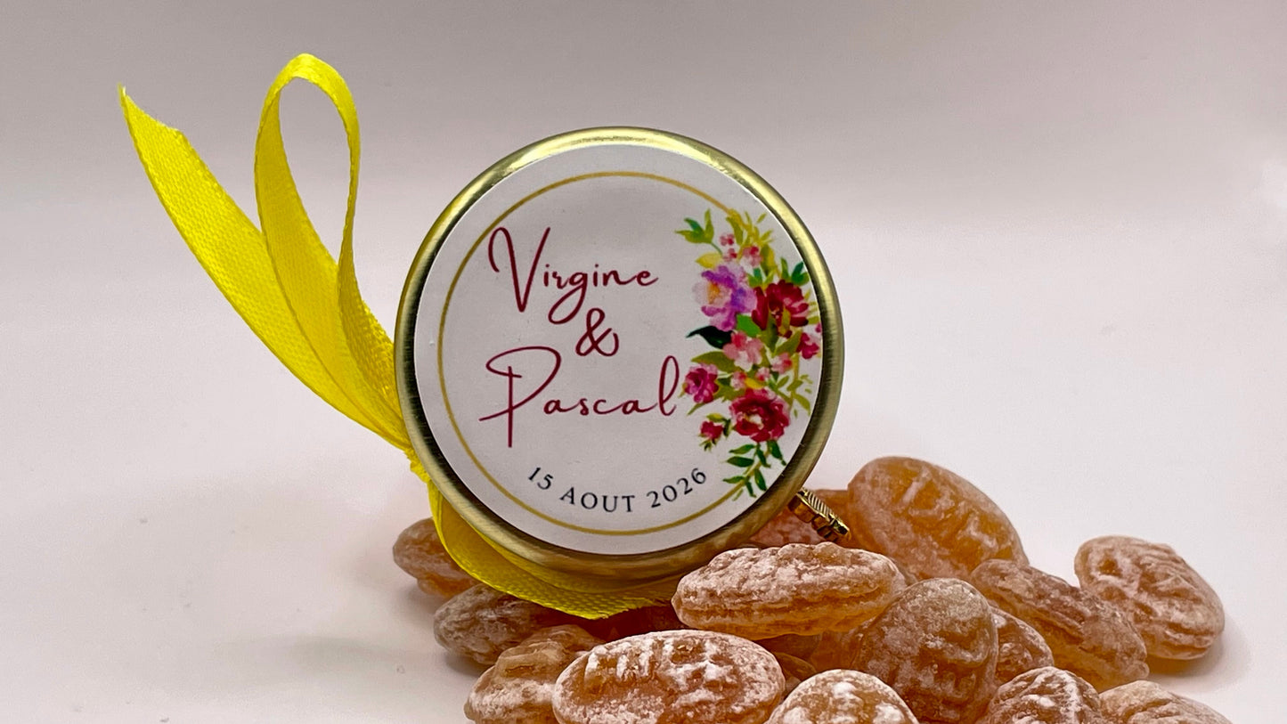 🍬 Cadeaux invités-Pot De Bonbon Au Miel 40ml à personnaliser Pour Vos Mariage 🍬