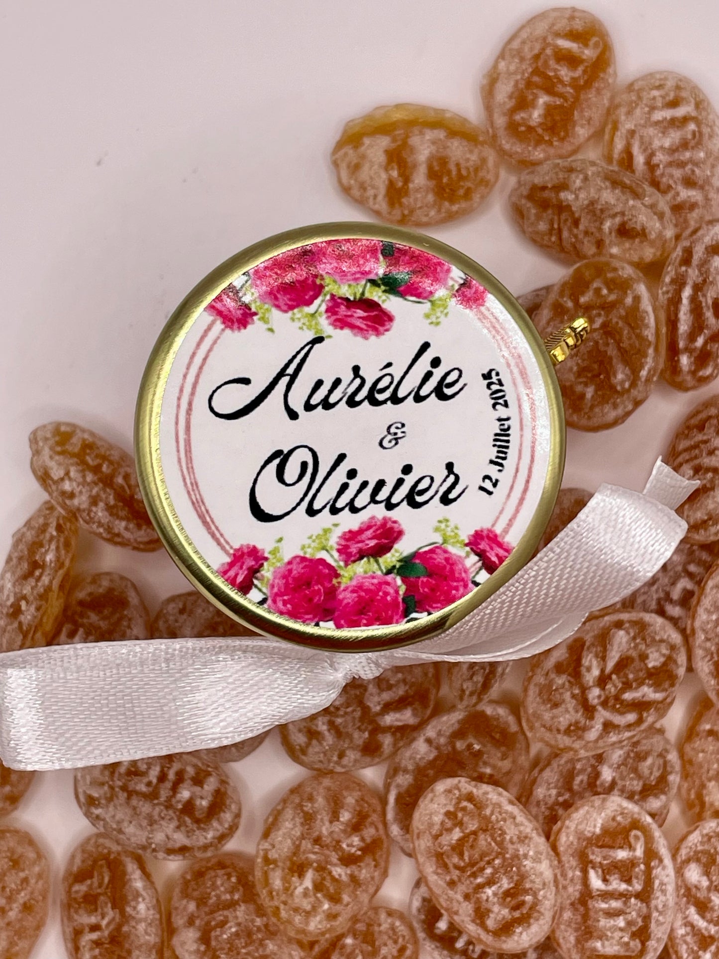 🍬 Cadeaux invités-Pot De Bonbon Au Miel 40ml à personnaliser Pour Vos Mariage 🍬