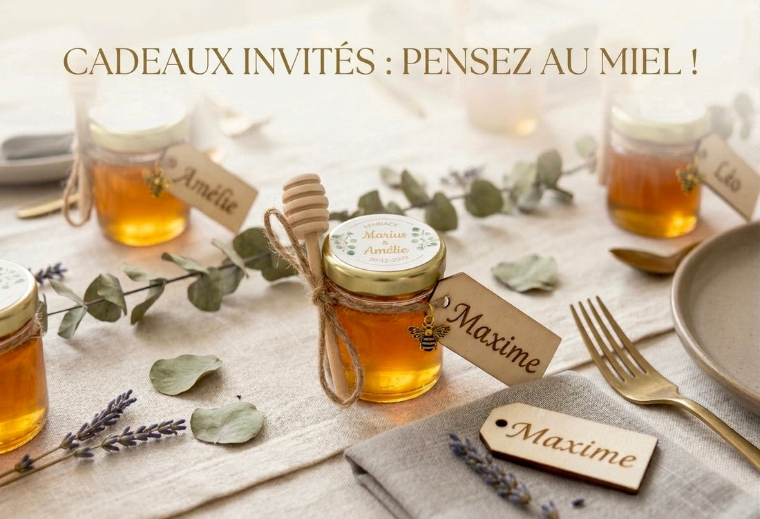 Pot de miel personnalisé mariage : le cadeau invité le plus doux - Apidelice