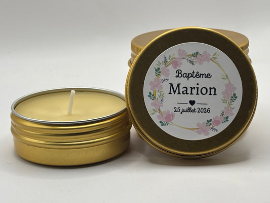 Bougie en cire abeille dans sont petit pot en aluminium - Apidelice