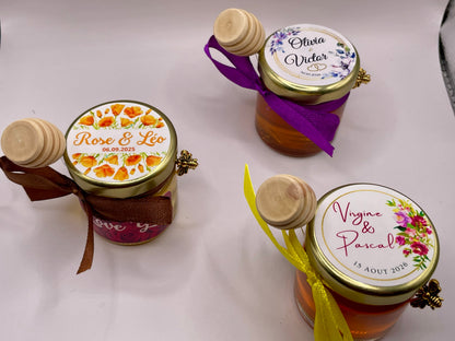 🐝 Pot De Miel 50G à personnaliser Pour Vos Mariages 🐝