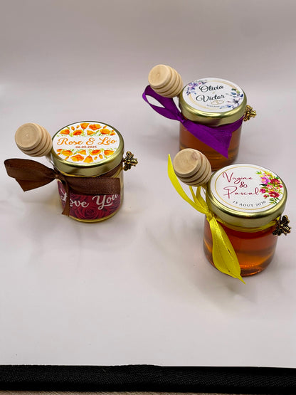 🐝 Pot De Miel 50G à personnaliser Pour Vos Mariages 🐝