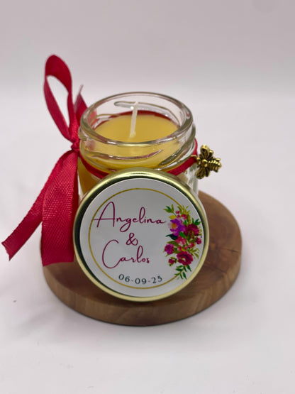 ❤️ Cadeaux invités-Bougie naturel en cire d'abeille 40ml ❤️ Apidelice