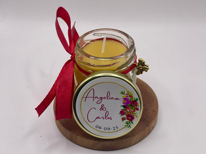 ❤️ Cadeaux invités-Bougie naturel en cire d'abeille à personnaliser Pour Vos Mariage 40ml ❤️