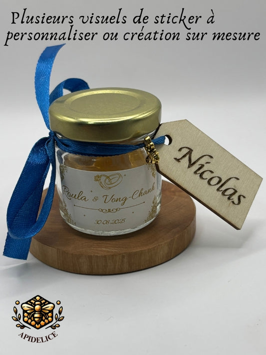 🍬 Cadeaux invités-Pot De Bonbon Au Miel 40ml à personnaliser Pour Vos Mariage 🍬 apidelice