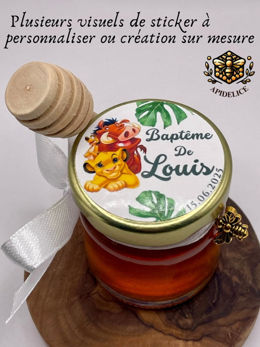 🐝 Cadeaux invités-Pot De Miel 50G à personnaliser Pour Vos Baptême 🐝 apidelice